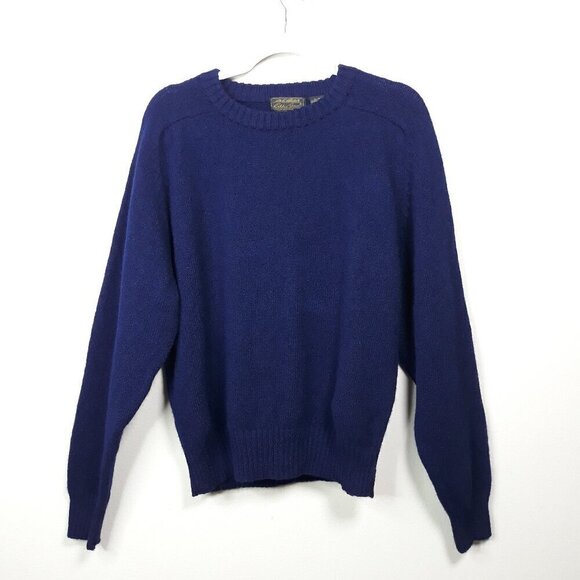 Eddie Bauer Men's Blue Shetland Wool Sweater XL Grandpacore Fisherman - Picture 1 of 5